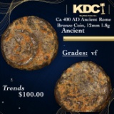 Ca 400 AD Ancient Rome Bronze Coin, 12mm 1.8g Ancient Grades vf
