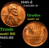 1945-d Lincoln Cent 1c Grades GEM++ Unc RD