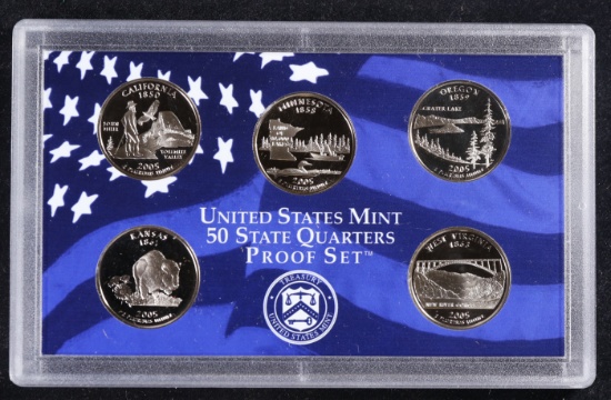 2005 United States Quarters Proof Set - 5 pc set No Outer Box
