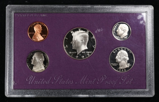 1992 United States Mint Proof Set 5 coins - No Outer Box