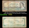 1961-1972 (1954 Modified Hair Issue) Canada 1 Dollar Banknote P# 75b, Sig. Beattie & Rasminsky vf+