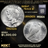 ***Auction Highlight*** 1928-p Peace Dollar $1 Graded ms64 By SEGS (fc)