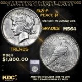 ***Auction Highlight*** 1921-p Peace Dollar $1 Grades ms64 BY SEGS (fc)