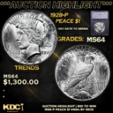 ***Auction Highlight*** 1928-p Peace Dollar $1 Graded ms64 By SEGS (fc)