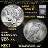 ***Auction Highlight*** 1935-p Peace Dollar $1 Graded ms65+ BY SEGS (fc)