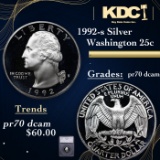 Proof 1992-s Silver Washington Quarter 25c Graded pr70 dcam By SEGS