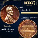 Proof 1962 Lincoln Cent 1c Grades Gem++ Proof Red Cameo