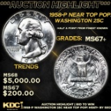 ***Auction Highlight*** 1958-p Washington Quarter Near Top Pop! 25c Graded ms67+ By SEGS (fc)