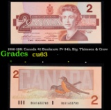 1986-1991 Canada $2 Banknote P# 94b, Sig. Thiessen & Crow Grades Select CU