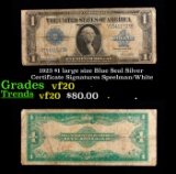 1923 $1 large size Blue Seal Silver Certificate Grades vf, very fine Signatures Speelman/White