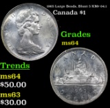 1965 Large Beads, Blunt 5 Canada Dollar KM# 64.1 1 Grades Choice Unc