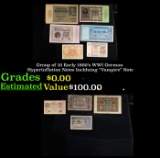 Group of 10 Early 1900's WWI German Hyperinflation Notes Inclduing 