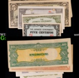 Lot of 5 Japanese WWII Invasion Money 
