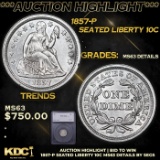 ***Auction Highlight*** 1857-p Seated Liberty Dime 10c Graded ms63 details By SEGS (fc)