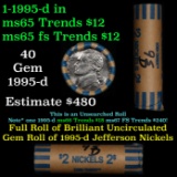 BU Shotgun Jefferson 5c roll, 1995-d 40 pcs Coin-Tainer $2 Nickel Wrapper