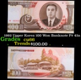 1992 Upper Korea 100 Won Banknote P# 43a Grades Gem+ CU
