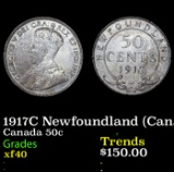 1917C Newfoundland (Canada Provincial) 50 Cents Silver KM# 12 Graded xf40 By ICCS