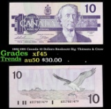 1986-1991 Canada 10 Dollars Banknote Sig. Thiessen & Crow Grades xf+