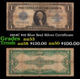 1934C $10 Blue Seal Silver Certificate Grades Select AU