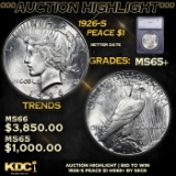 ***Auction Highlight*** 1926-s Peace Dollar $1 Graded ms65+ By SEGS (fc)