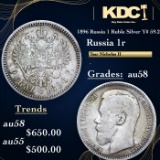 1896 Russia 1 Ruble Silver Y# 59.2 Grades Choice AU/BU Slider