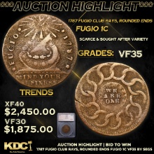 ***Auction Highlight*1787 Fugio Club Rays, Rounded