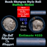 Buffalo Nickel Shotgun Roll in Old Bank Style 'Bell Telephone' Wrapper 1915 & d Mint Ends