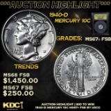 ***Auction Highlight*** 1940-d Mercury Dime 10c Graded GEM++ FSB By USCG (fc)