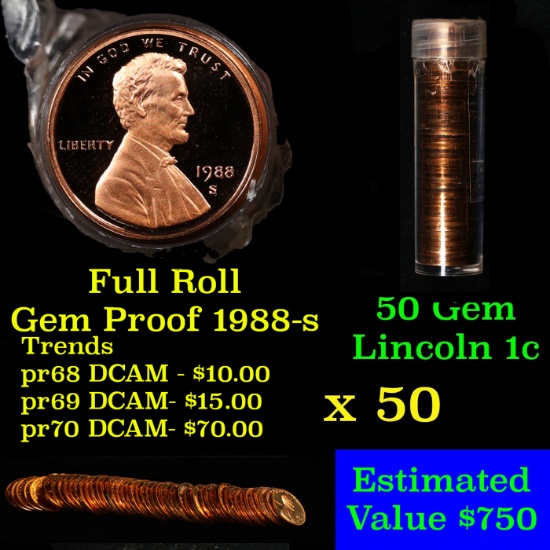 Gem Proof Lincoln 1c roll, 1988-s 50 pcs