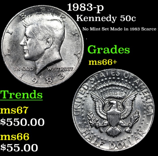 1983-p Kennedy Half Dollar 50c Grades GEM++ Unc