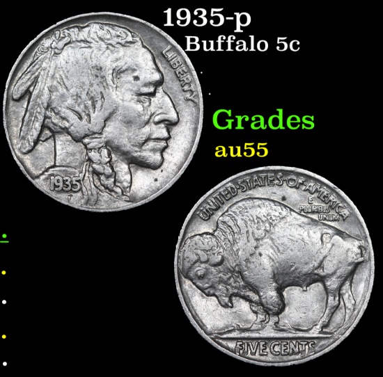1935-p Buffalo Nickel 5c Grades Choice AU