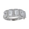 Decadence Sterling Silver 4x6mm Emerald Cut Halo Pave Anniversary Band With arc work size 6