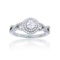 Decadence Sterling Silver 4.5mm Round Cut Halo Pave Cubic Zirconia Braided Band Engagement Ring Size