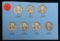 Complete Washington Quarter 25c Whitman Page, 1940-1942 7 Coins