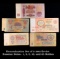 Denomination Set of 5 1961 Soviet Russian Notes - 1, 3, 5, 10, and 25 Rubles Grades
