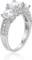 Decadence sterling Silver 6.5mm Round 3 Stone Pave Engagement Ring Size 8