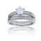 Decadence Sterling Silver Micro Pave 7mm Round Wedding Set With Cubic Zirconia Size 9