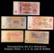 Denomination Set of 5 1961 Soviet Russian Notes - 1, 3, 5, 10, and 25 Rubles Grades
