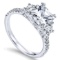 Decadence Sterling SIlver 8mm Cushion Cut 3 Stone Pave Engagement Ring Size 8