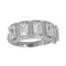 Decadence Sterling Silver 4x6mm Emerald Cut Halo Pave Anniversary Band With arc work size 8