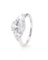DECADENCE Sterling Silver Rhodium 9.00mm Oval and Heart Cut Cubic Zirconia Engagement Ring Size 6