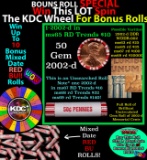 1-10 FREE BU RED Penny rolls with win of this 2002-d SOLID RED BU Lincoln 1c roll incredibly FUN whe