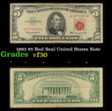 1963 $5 Red Seal United States Note Grades vf++