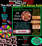1-10 FREE BU RED Penny rolls with win of this 1995-p SOLID RED BU Lincoln 1c roll incredibly FUN whe