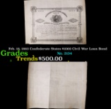 Feb. 18, 1863 Confederate States $1000 Civil War Loan Bond Grades
