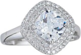 DECADENCE Sterling Silver mm Princess Cut Double Halo Cubic Zirconia  Ring Size 6