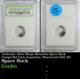 Authentic Alien Shape Meteorite Space Rock Campo Del Cielo Argentina, Discovered 1576 AD Graded By I