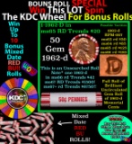 INSANITY The CRAZY Penny Wheel 1000’s won so far, WIN this 1961-d BU RED roll get 1-10 FREE