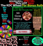 CRAZY Penny Wheel Buy THIS 2001-p solid Red BU Lincoln 1c roll & get 1-10 BU Red rolls FREE WOW