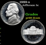 Proof 1989-s Jefferson Nickel 5c Grades GEM++ Proof Deep Cameo